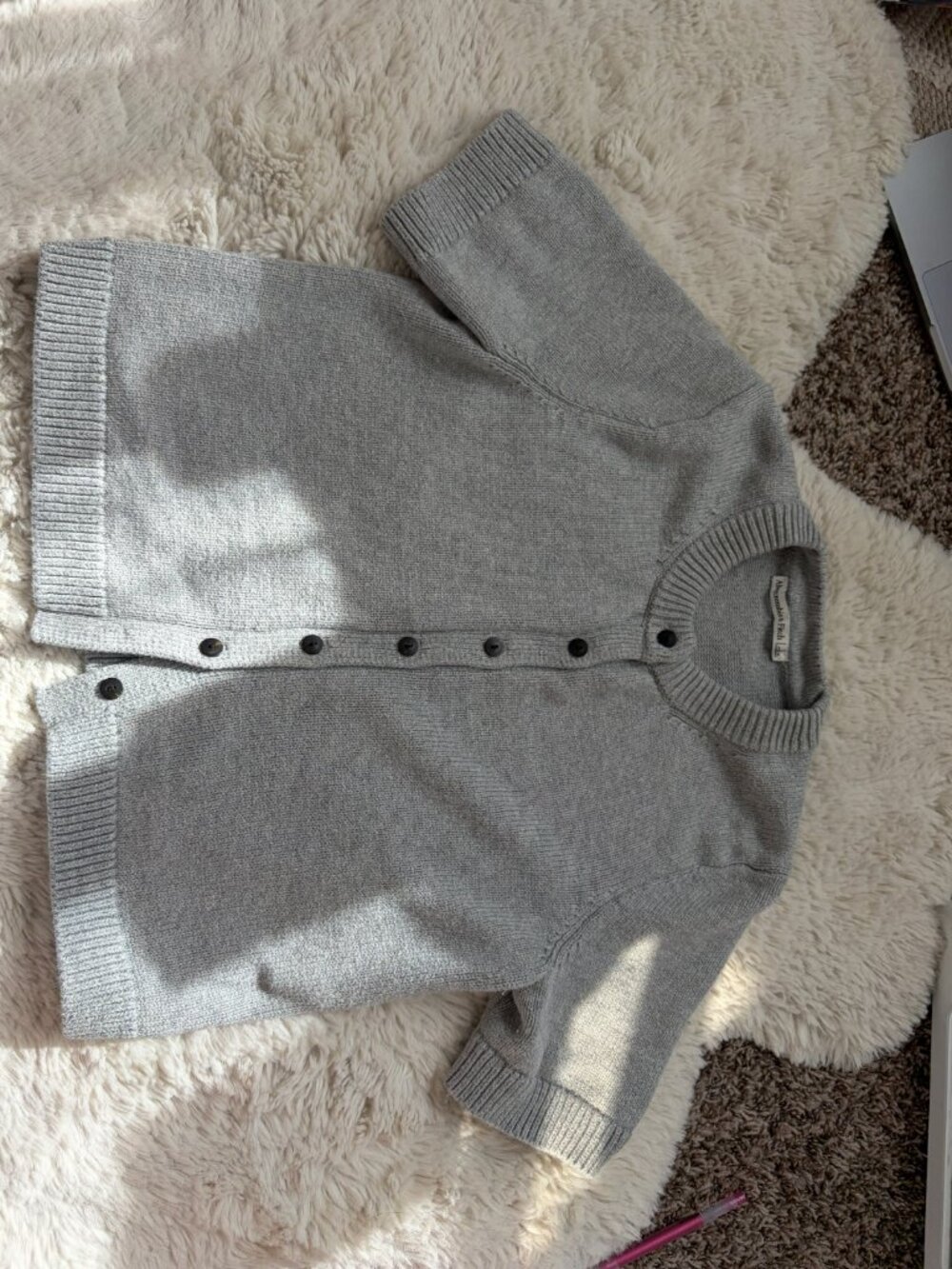 Abercrombie & Fitch Short-Sleeve Crewneck Button-Front Cardigan Size S